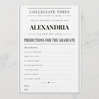 Graduation Predictions Card, Class of 2026 Advice Card