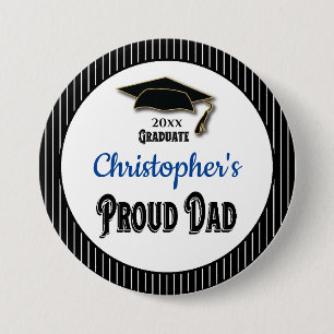 Graduation Proud Dad Parent Monogram Grad 7.5 Cm Round Badge