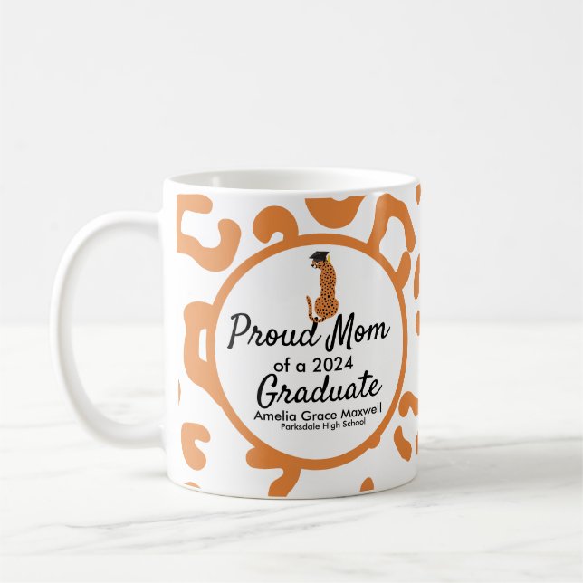Graduation Proud [Family Member] leopard print Coffee Mug (Left)