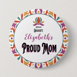 Graduation Proud Mum Parent Monogram Grad 7.5 Cm Round Badge