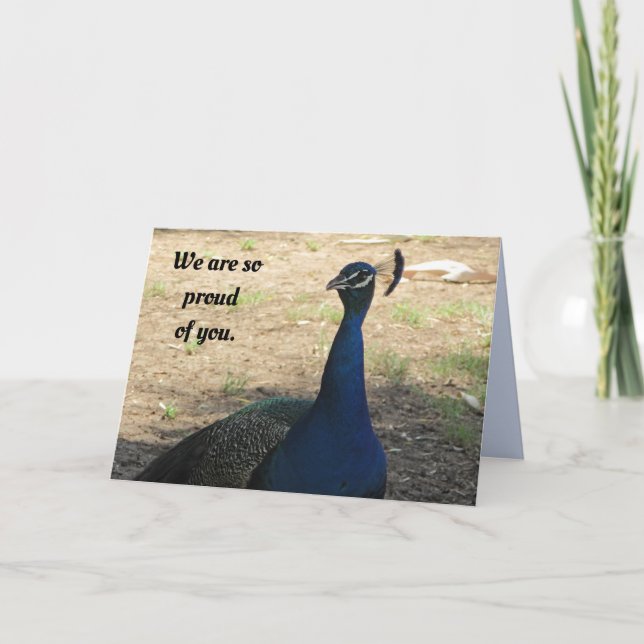 Graduation Proud of You Peacock Graduate Holiday Card (Front)