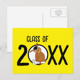 Graduation Puppy Blank Postcard Yellow