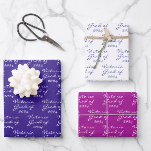 Graduation Purple Magenta Personalised Grad Wrapping Paper Sheet