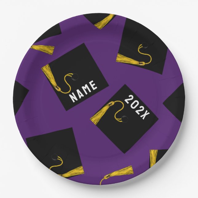 Graduation Purple Party Paper Plates (Front)