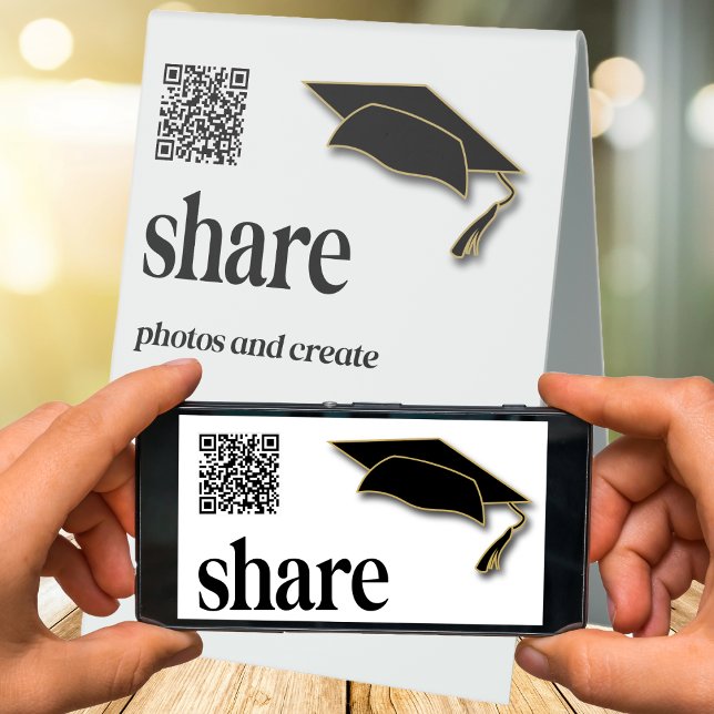 Graduation QR Code Photo Pictures Guestbook (Digital pictures and guestbook sharing with QR code. Graduation party guests simply scan and share. )