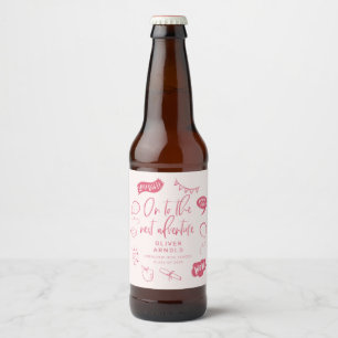 Graduation Quirky Doodle Next Adventure Pink Beer Bottle Label