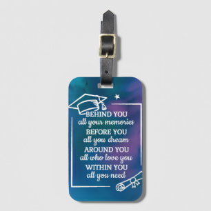 Graduation Quote on Blue Watercolor Luggage Tag