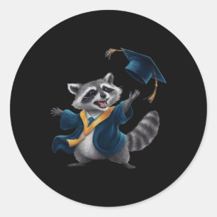 Graduation Racoon  Classic Round Sticker