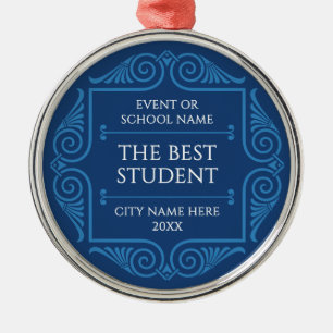 Graduation Recognition Blue & White Business Award Metal Tree Decoration