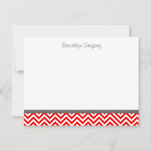 Graduation Red and White Chevron Stripe Thank You Note Card