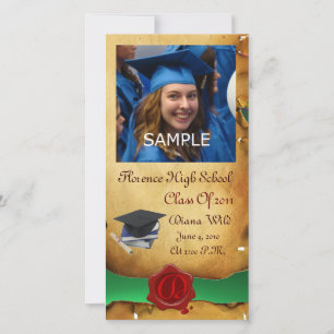 GRADUATION RED BROWN WAX SEAL MONOGRAM green Announcement