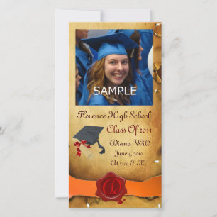 GRADUATION RED BROWN WAX SEAL MONOGRAM orange Announcement