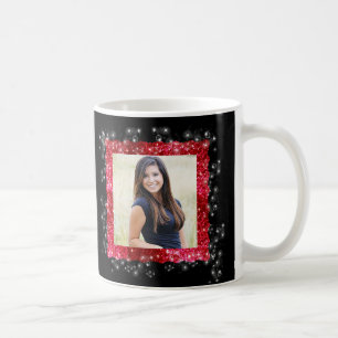 Graduation Red Glitter Sparkle Frame Photo Coffee Mug