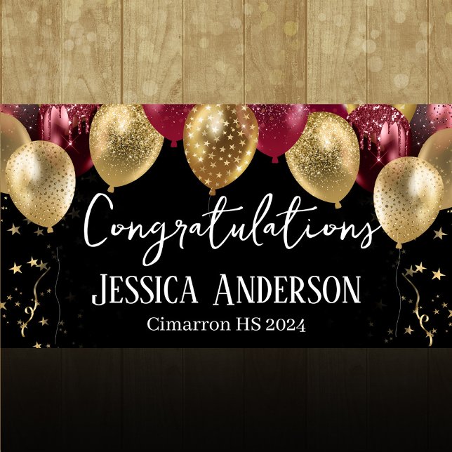 Graduation Red Gold Balloons Banner (Creator Uploaded)