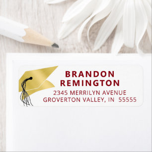 Graduation Red Gold Faux Metallic Foil