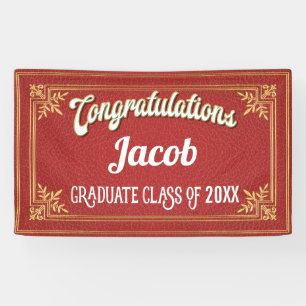 Graduation Red Gold Party Banner