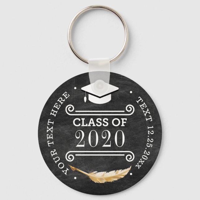 Graduation Retro Chalkboard Personalised Key Ring (Front)