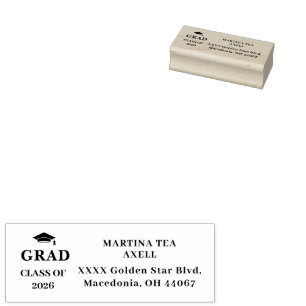 Graduation Return Address Label Rubber Stamp