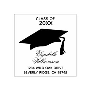 Graduation Return Address Rubber Stamp