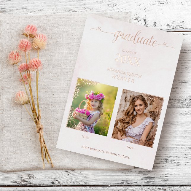 Graduation Romantic Then & Now 2 Photos Rose Gold (Creator Uploaded)