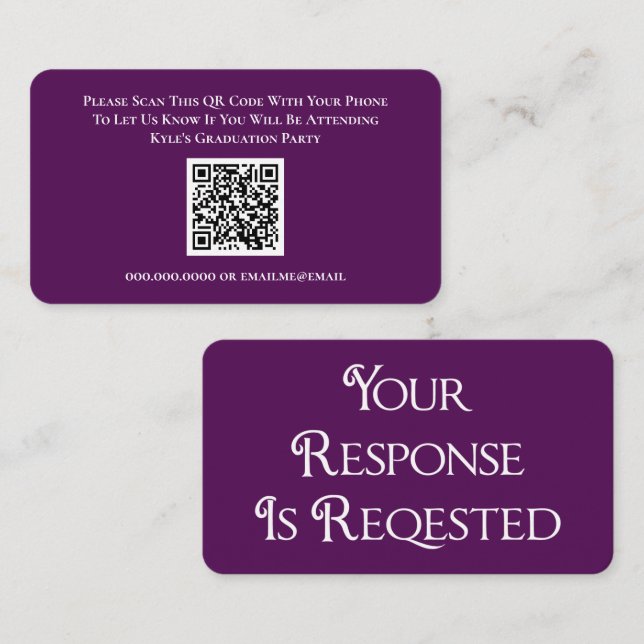 Graduation  RSVP QR Code Response Card (Front/Back)