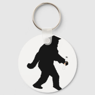 Graduation Sasquatch with Grad Cap Key Ring