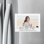 Graduation Save the Date 1 Photo Elegant Script Magnetic Invitation<br><div class="desc">Share the joyful news of your upcoming graduation party as well as a favourite picture with these simple modern minimalist save the date magnetic invitations. Text is simple to customise to include graduate name, class year, school, and other event details. (IMAGE PLACEMENT TIP: An easy way to centre a photo...</div>