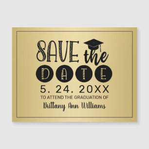 Graduation Save the Date Black Typography Gold