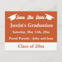 Graduation Save The Date Card Burnt Orange