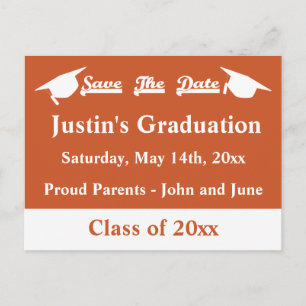 Graduation Save The Date Card Burnt Orange