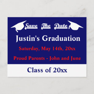 Graduation Save The Date Card With White