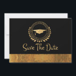 Graduation Save The Date Gold Grad Cap Watercolor<br><div class="desc">I enjoy designing art work for graduations. This is modern simple and elegant classic gold and black with gold watercolor Save the Date announcement card. Modern style text. Add your own message on the back of the cards giving details to your family and friends to save the date for a...</div>