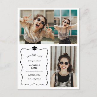 Graduation Save The Date | Modern Photo Collage Postcard