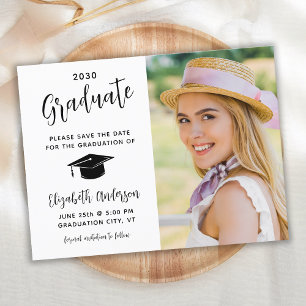 Graduation Save The Date Modern Photo Invitation  Postcard