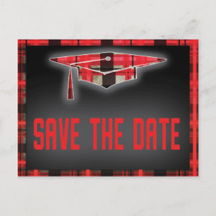 Graduation Save The Date Modern Plaid Tartan Announcement Postcard