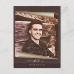 Graduation Save The Date Photo Page Rustic Vintage Invitation Postcard