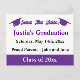 Graduation Save The Date Purple Announcement Postcard