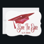 Graduation Save The Date Simple Modern Red Grad<br><div class="desc">Beautiful,  simple modern graduation save the date card to send to family and friends. Features a graduation cap with red  watercolor look. Wonderful modern and simple card for saving a date for a graduation.</div>