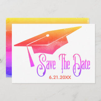 Graduation Save The Date Simple Rainbow Grad