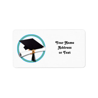 Graduation School Colours Blue And Gold Label