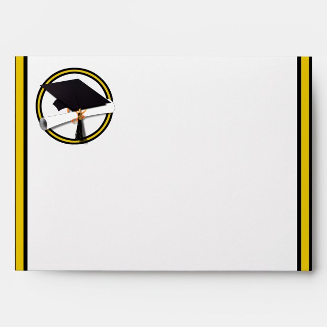 Graduation School Colours Gold And Black Envelopes (Front)