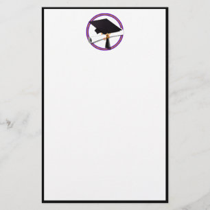 Graduation School Colours Purple and Gold Stationery