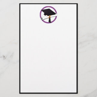 Graduation School Colours Purple and Gold Stationery