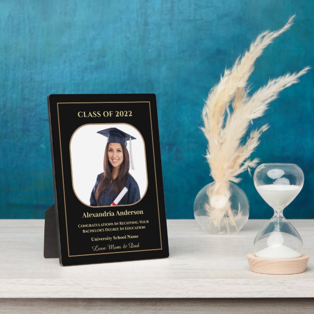 Graduation School Photo Gold Modern Custom Plaque (Side)