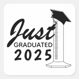 Graduation Science Graduated Cylinder Hat Year Square Sticker