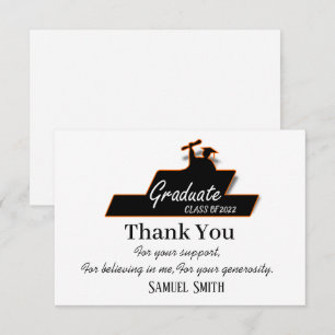 Graduation Script Black and White Class of  Thank You Card