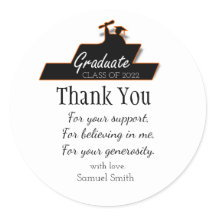 Graduation Script Black & White Scroll Thank You