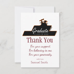 Graduation Script Burgundy and White Scroll  Thank You Card