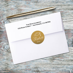 Graduation Script Gold Envelope Seal