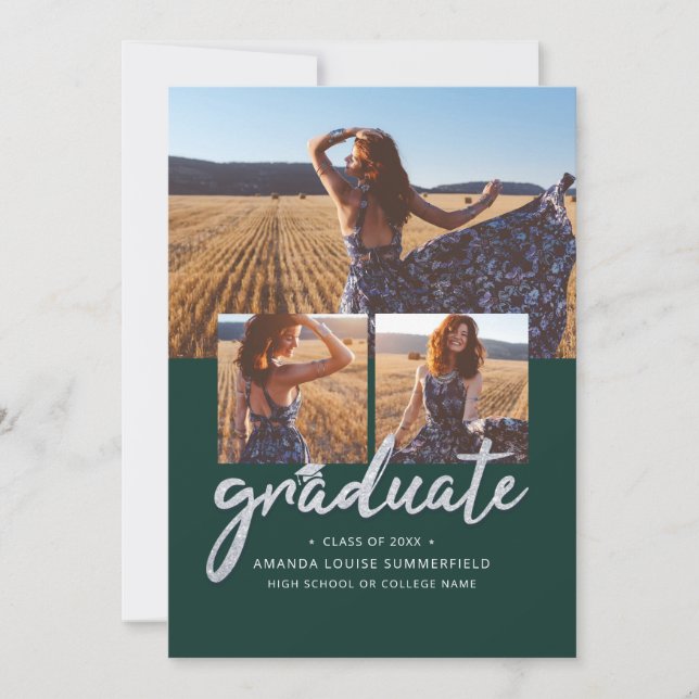 Graduation Script Grad Photos Green 2026 Announcement (Front)